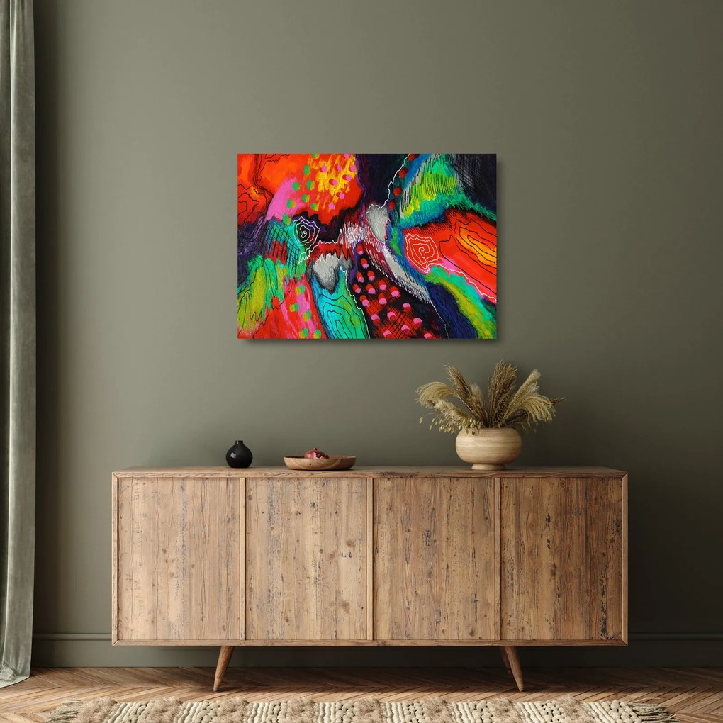 Absztrakt kép - színek (üvegen) (70x50 cm)