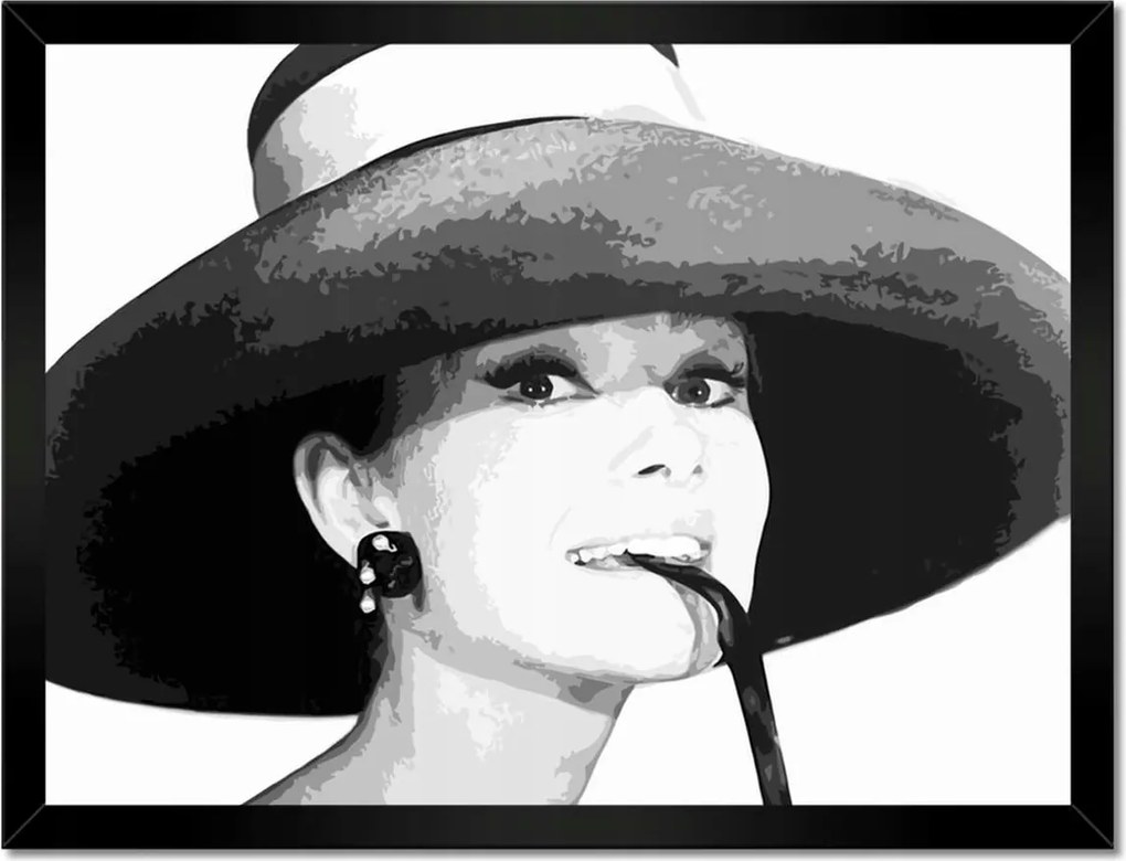 Poszterek keretben 40x30 Hepburn kalappal