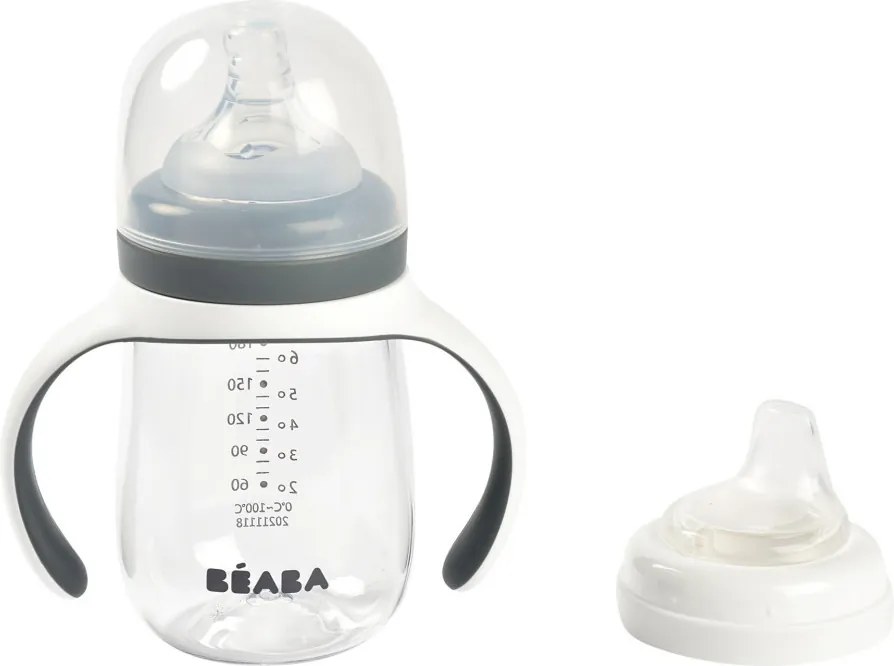 Béaba 2 az 1-ben Tanuló cumisüveg 210 ml - Sötétszürke