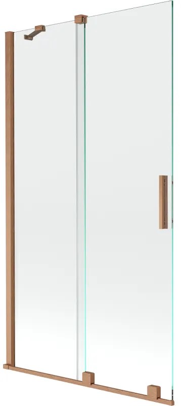 Mexen Velar, 2 szárnyas eltolható kádparaván 100 x 150 cm, 8mm átlátszó üveg, rézmatt, 896-100-000-01-65