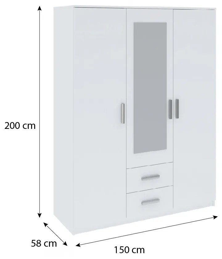 Verdana gardróbszekrény 150cm F 3D2S Fehér N