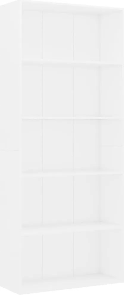 vidaXL 5 szintes fehér szerelt fa könyvszekrény 80 x 30 x 189 cm