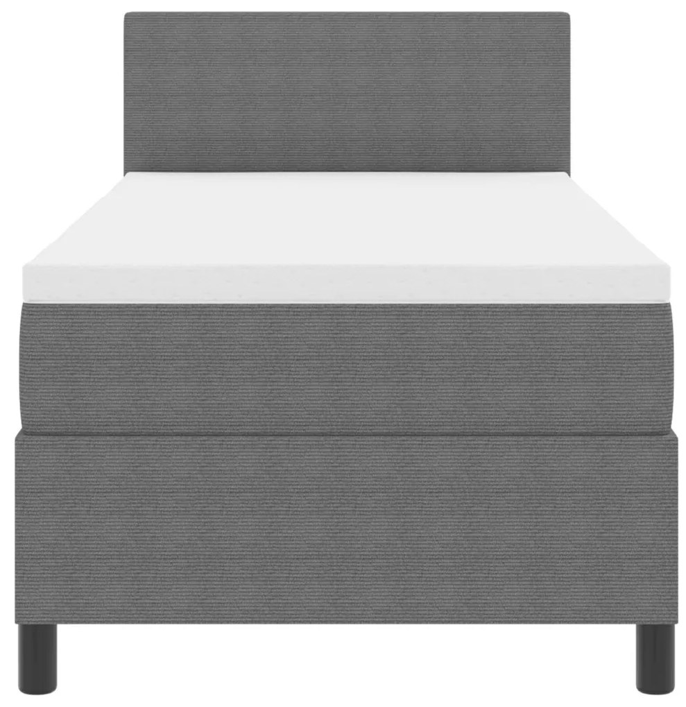 Box Spring Ágy matraccal Világosszürke Egyszemélyes Kordbársony