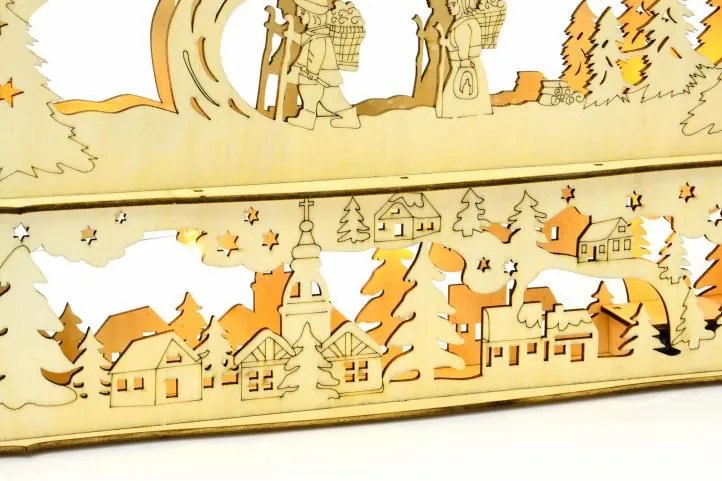 NEXOS Karácsonyi dísz Karácsonyi táj 10 LED meleg fehér