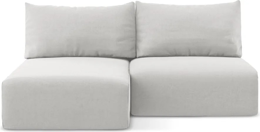 Világosszürke bársony kinyitható-tárolóhelyes sarokkanapé (bal oldali-heverő résszel) Kalena – Makamii