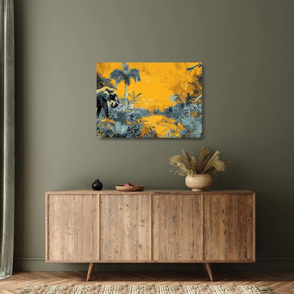 Üveg kép - Elefánt a természetben (70x50 cm)