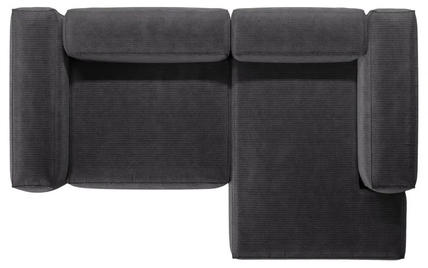 Sötétszürke kordbársony sarokkanapé (jobb oldali-heverő résszel) Bergano – Cosmopolitan Design