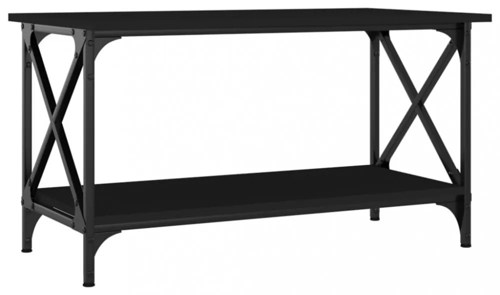 fekete szerelt fa és vas dohányzóasztal 80 x 45 x 45 cm
