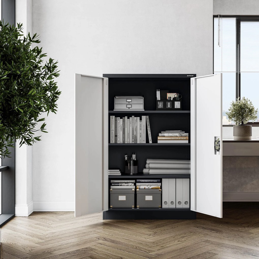 Fém iratszekrény KEVIN, 900 x 1400 x 400 mm, antracit-fehér