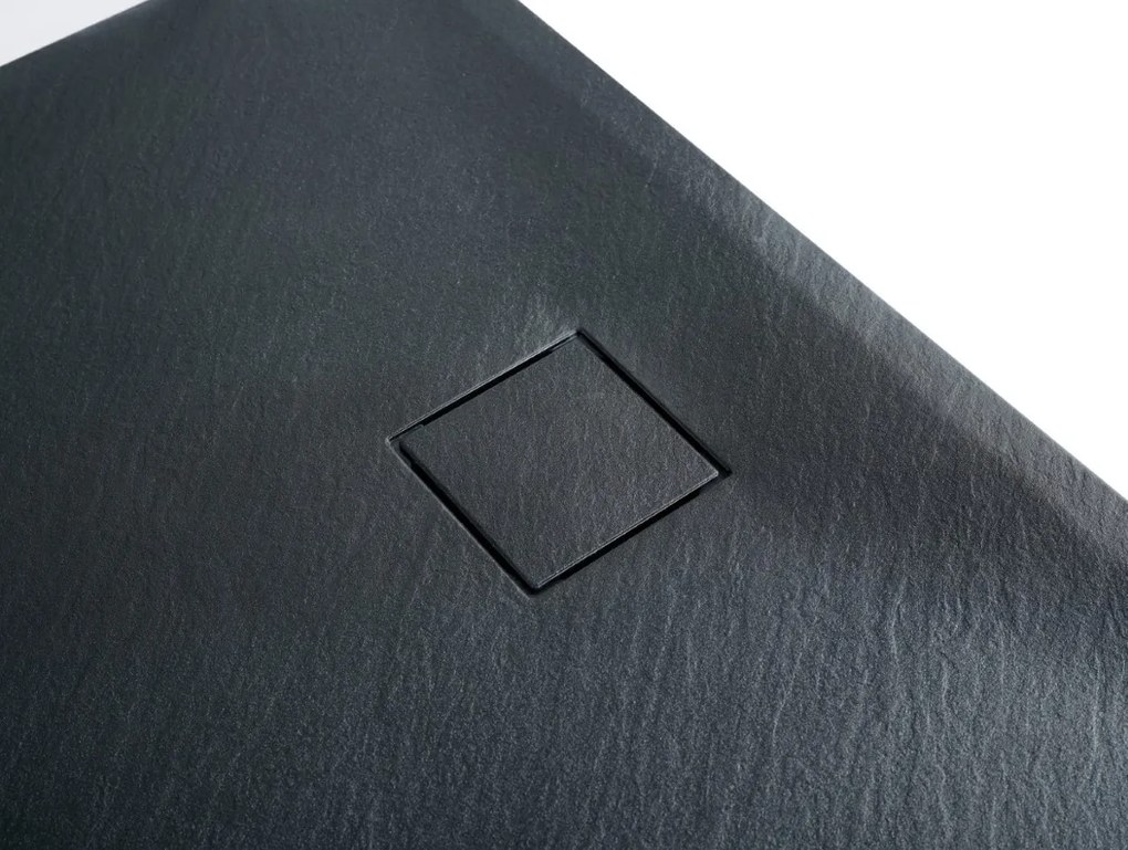 Erga Hyper, SMC zuhanytálca 100x90x2,6 cm + szifon, fekete matt, ERG-V06-SMC-9010S-BK