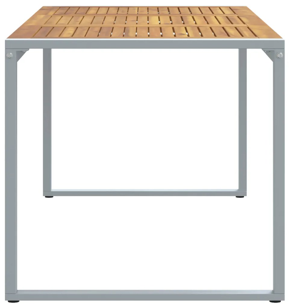 Kültéri Étkezőasztal Szürke 180x90x75 cm Acél és Tömör Akác Fa