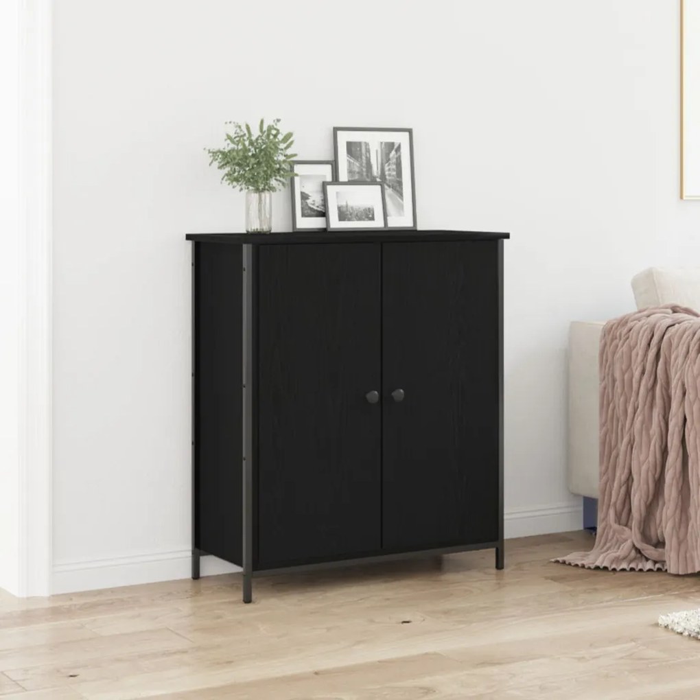 Fekete tölgy 70x30x80 cm Szerelt fa és acél