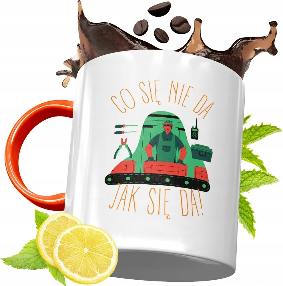 Narancssárga Bögre Építő Szakember Barkácsolónak, fényképes nyomattal