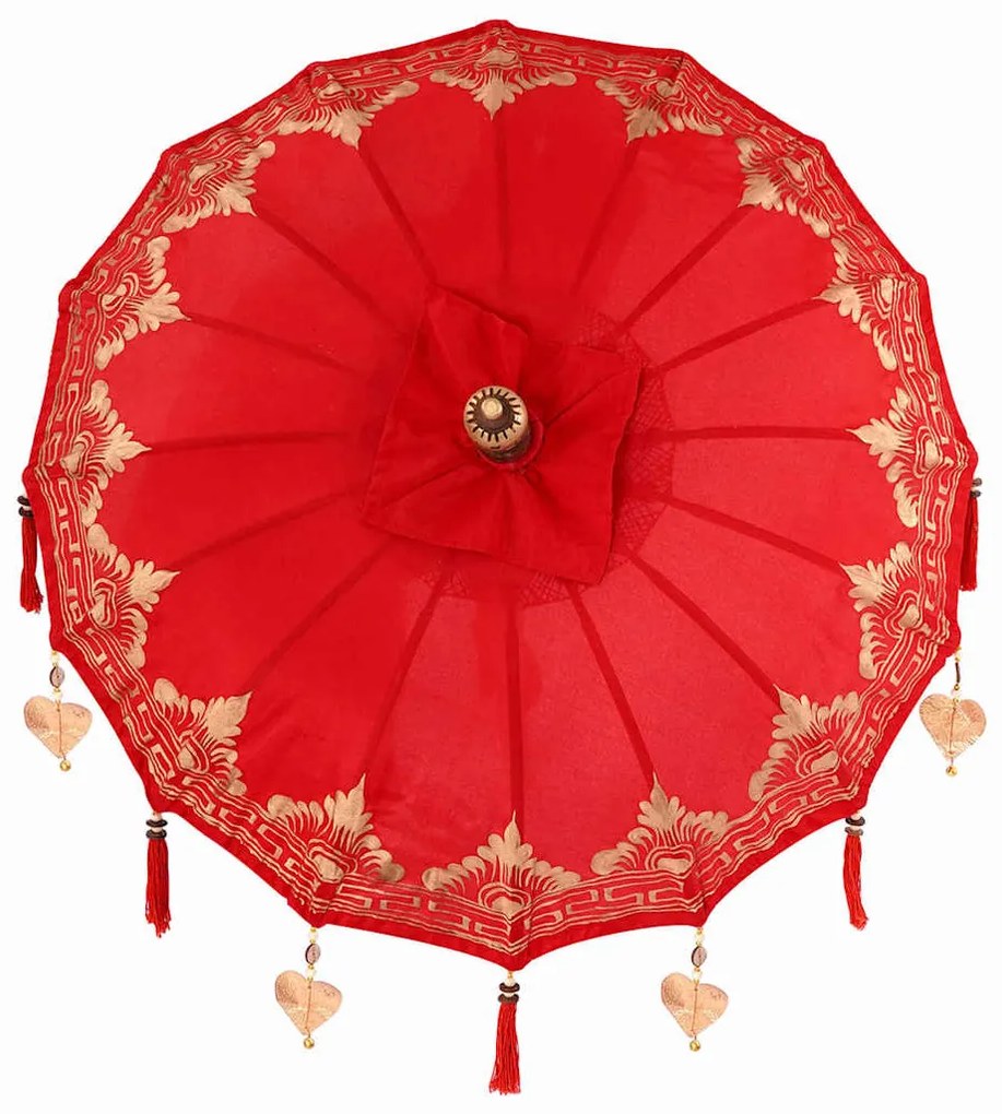 Napernyő Alappal Piros, Barna 250 cm Pamut, Fa