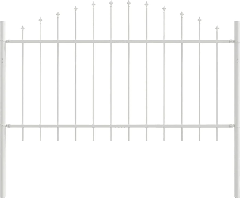 vidaXL Kerti Kerítés 7 pcs Fehér 170 x 140 cm Porszórt acél