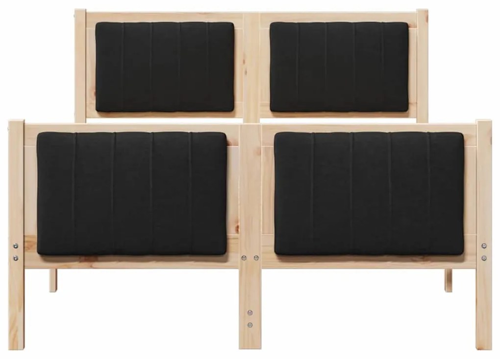 Ágykeret fejtámlával Barna és fekete 120 x 190 cm Tömör fenyőfa