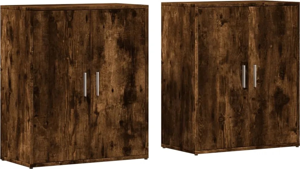 vidaXL 2 db füstös tölgy színű szerelt fa tálalószekrény 60x31x70 cm