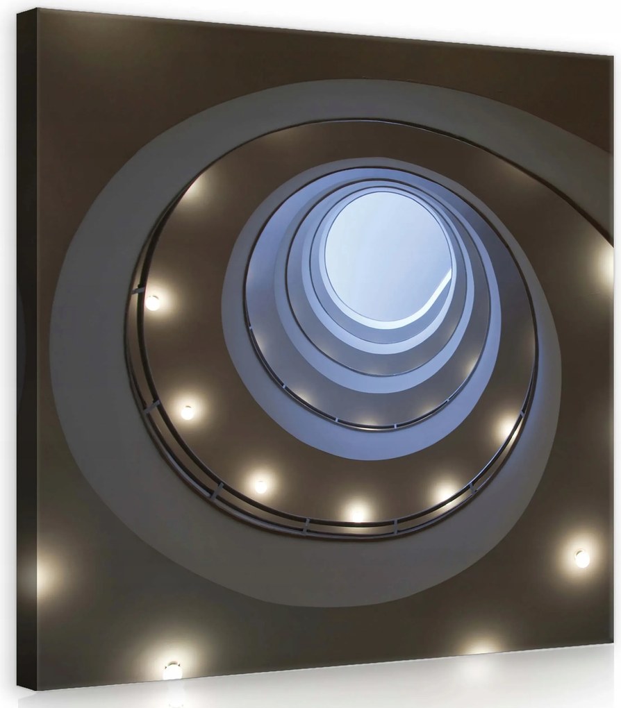 Vászonkép 40x40 Spirális lépcső kilátás alulról építészet fény árnyék