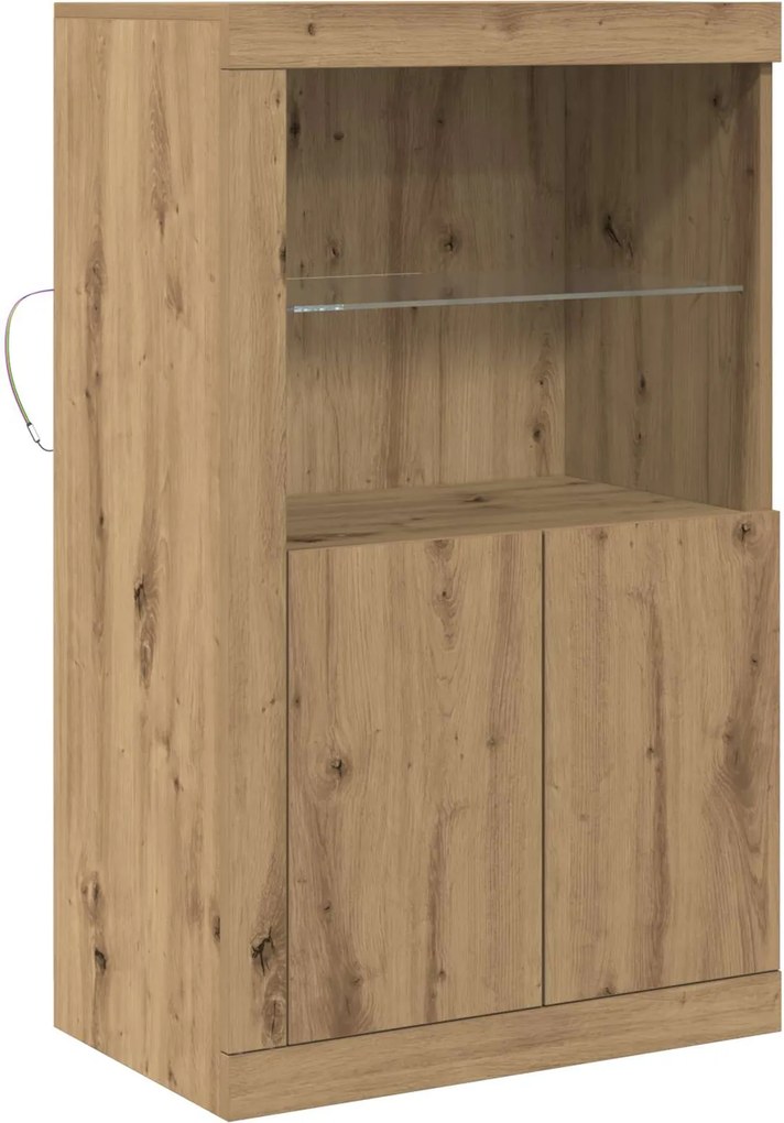 vidaXL LED tálaló Artisan tölgy 60,5 x 37 x 100 cm Faanyag