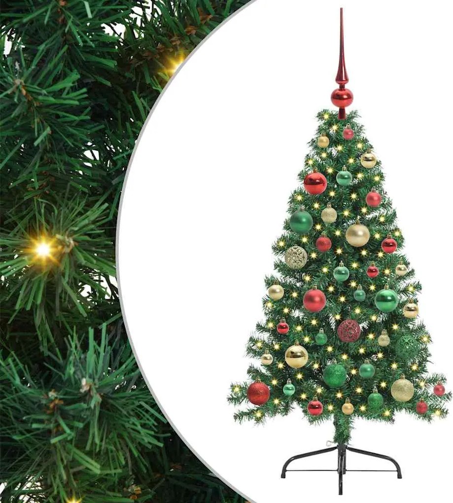 vidaXL Mesterséges, előre világított karácsonyi fa Zöld 120 cm PVC