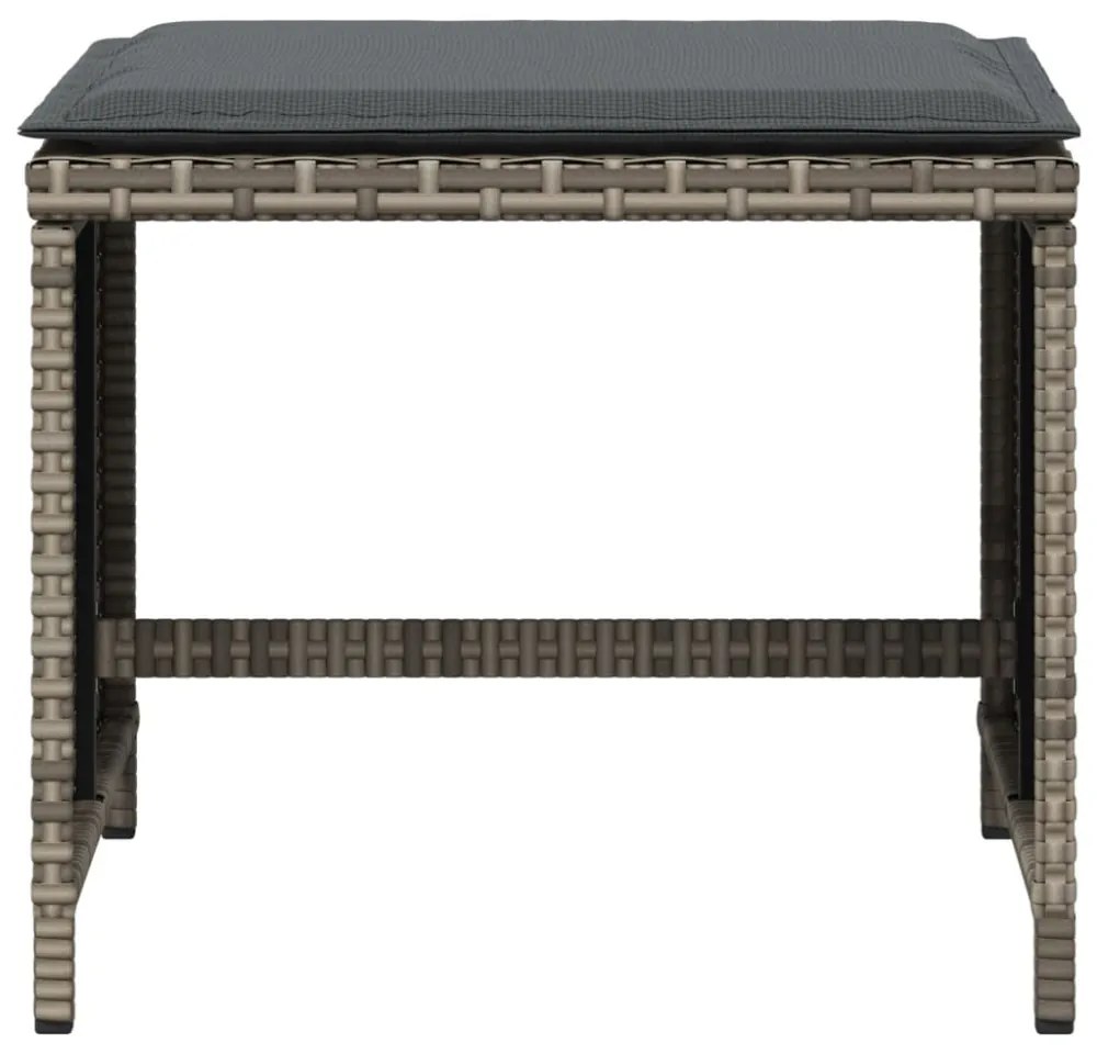 4 db szürke polyrattan kerti szék párnával 40 x 40 x 35 cm