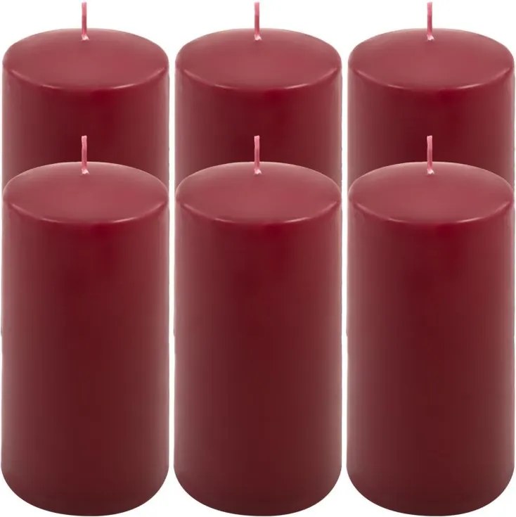 Gyertya készlet 15 cm Ø 7,5 cm 6 db bordó