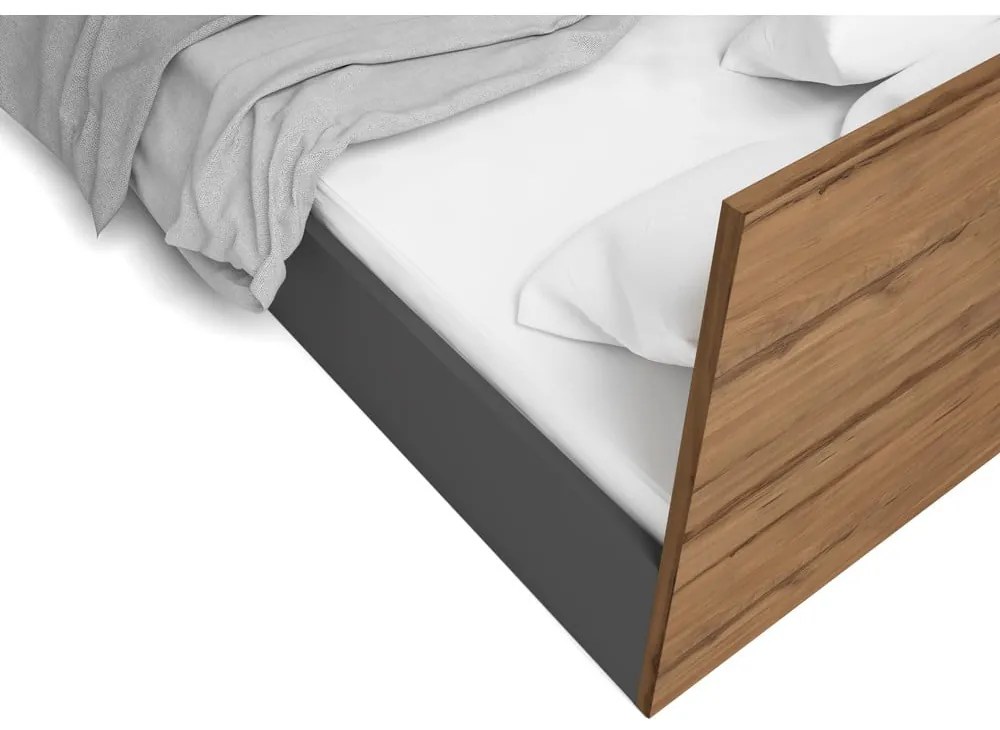 Fekete franciaágy tárolóhellyel és ágyráccsal 160x200 cm Malta - Marckeric