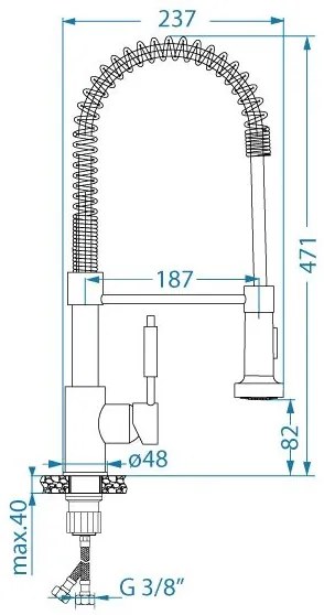 ALVEUS 1150887 - URBAN 47,1 cm flexibilis karos mosogató csaptelep zuhannyal