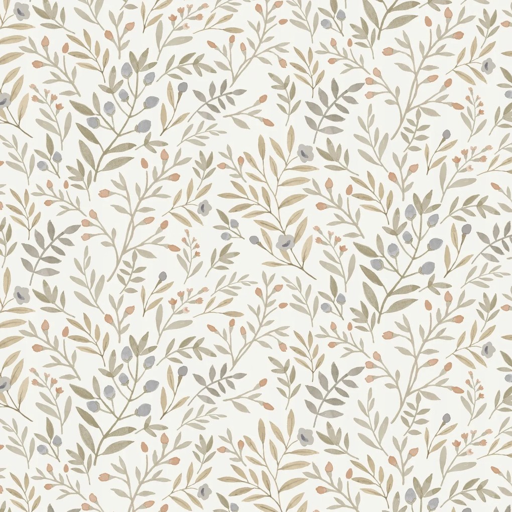 Háttérkép Levelek Virágok Gyógynövények Rét Skandináv stílusban Flizelin