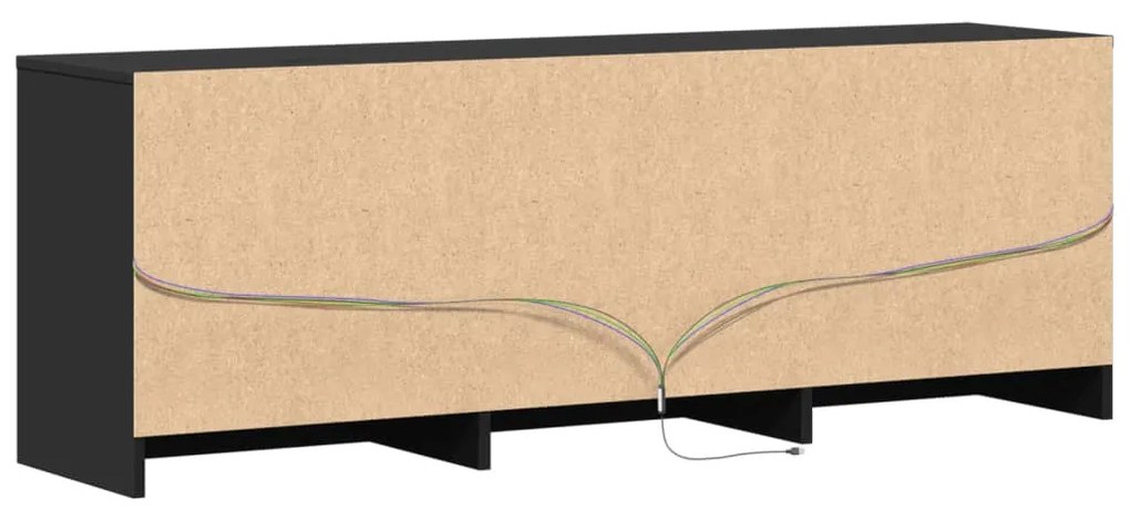 fekete szerelt fa TV-szekrény LED-ekkel 140 x 34 x 50 cm
