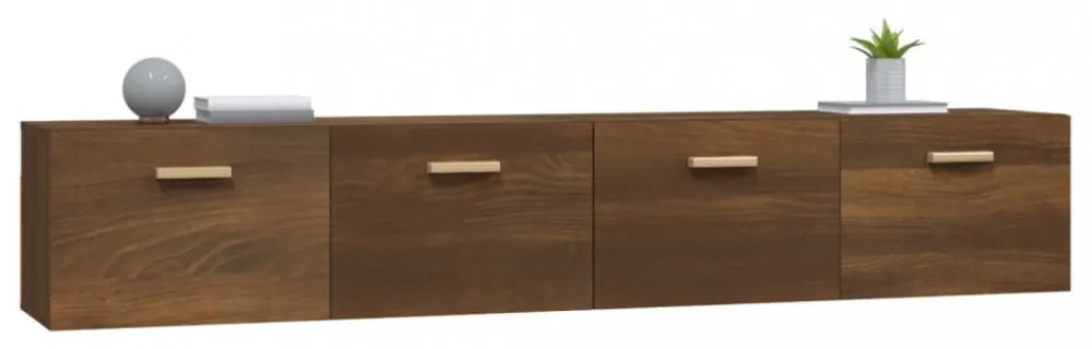 2 db barna tölgy színű szerelt fa faliszekrény 100x36,5x35 cm