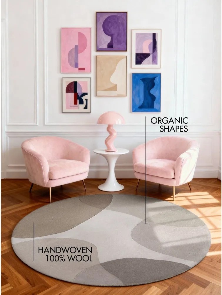 Bézs kézi szövésű gyapjú kerek szőnyeg ø 160 cm Hackney Clarissa – Ted Baker