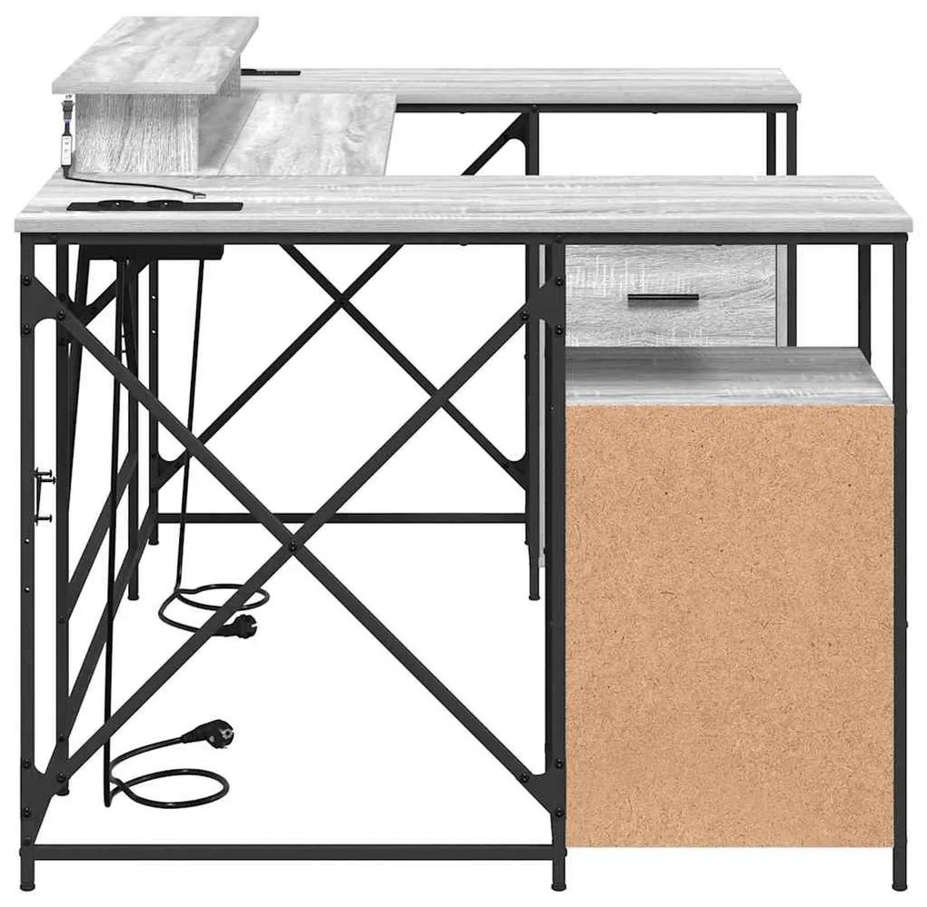 Asztal fiókkal Szürke sonoma 182 x 101 x 87.5 cm Faanyag