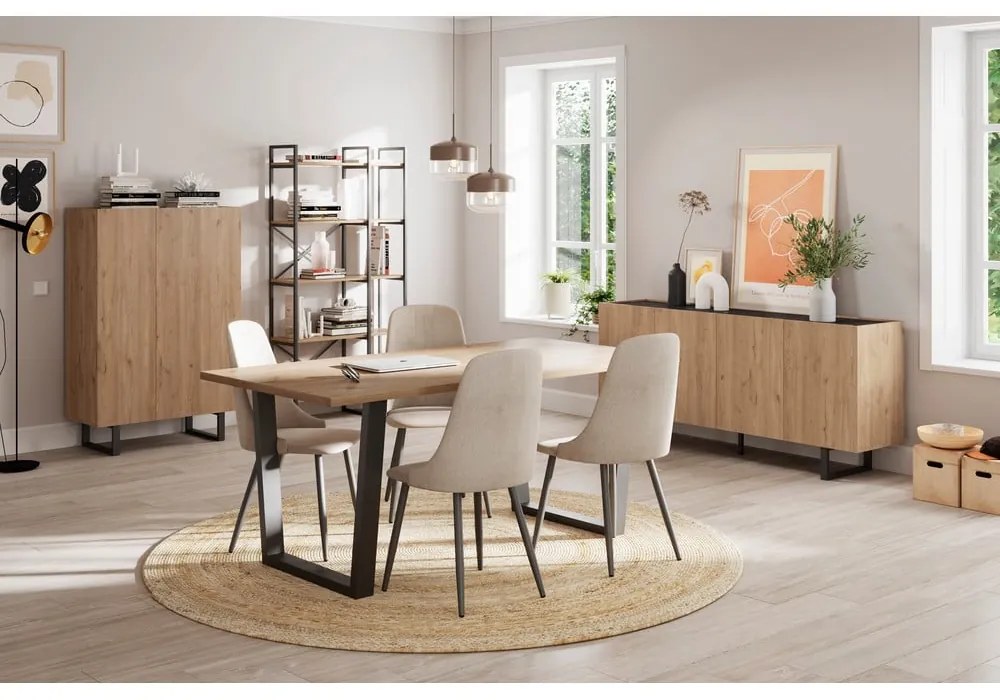 Étkezőasztal tölgyfa dekoros asztallappal 100x180 cm Francesca – Marckeric