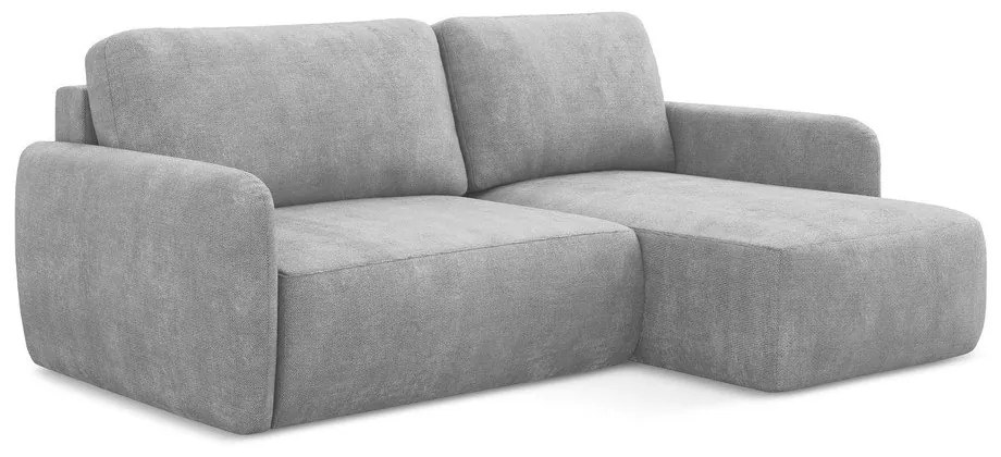 Világosszürke zsenília kinyitható-tárolóhelyes sarokkanapé (jobb oldali-heverő résszel) Lilo – Makamii