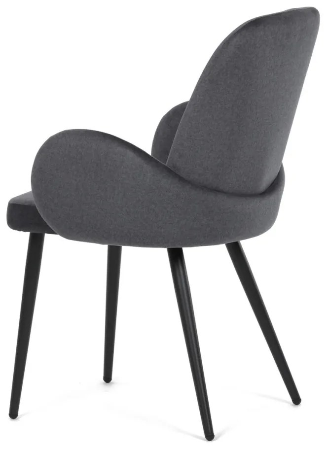 Scaun de sufragerie in stil industrial, tapiterie din stofă gri, picioare din metal, negru