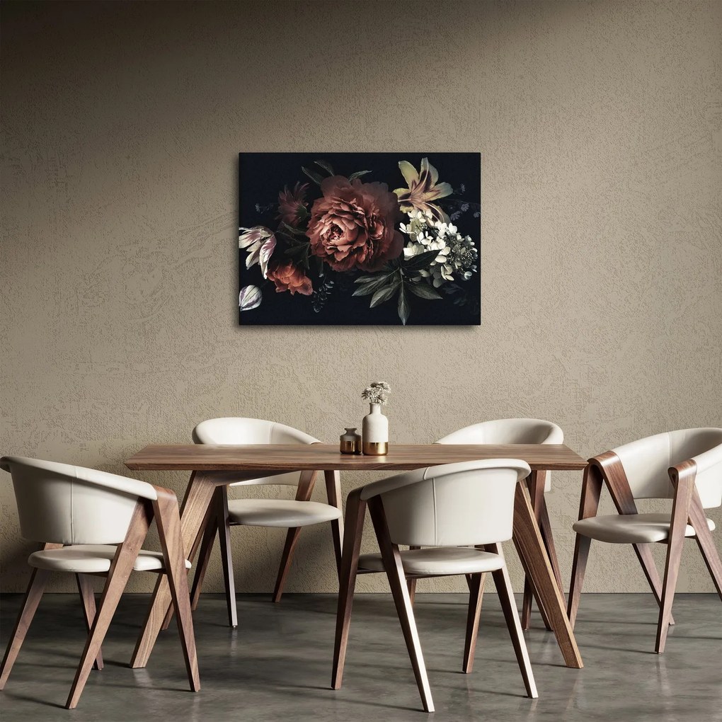 Kép - sötét virágok (70x50 cm)