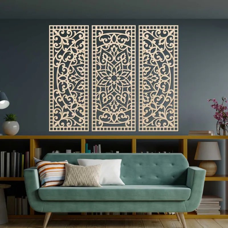 Faldekoráció háromrészes mandala panel | AURELIA
