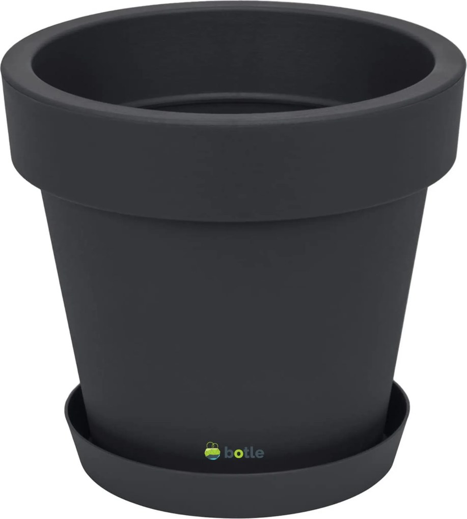 Kerek antracit kaspó, sima matt Ø20cm műanyag