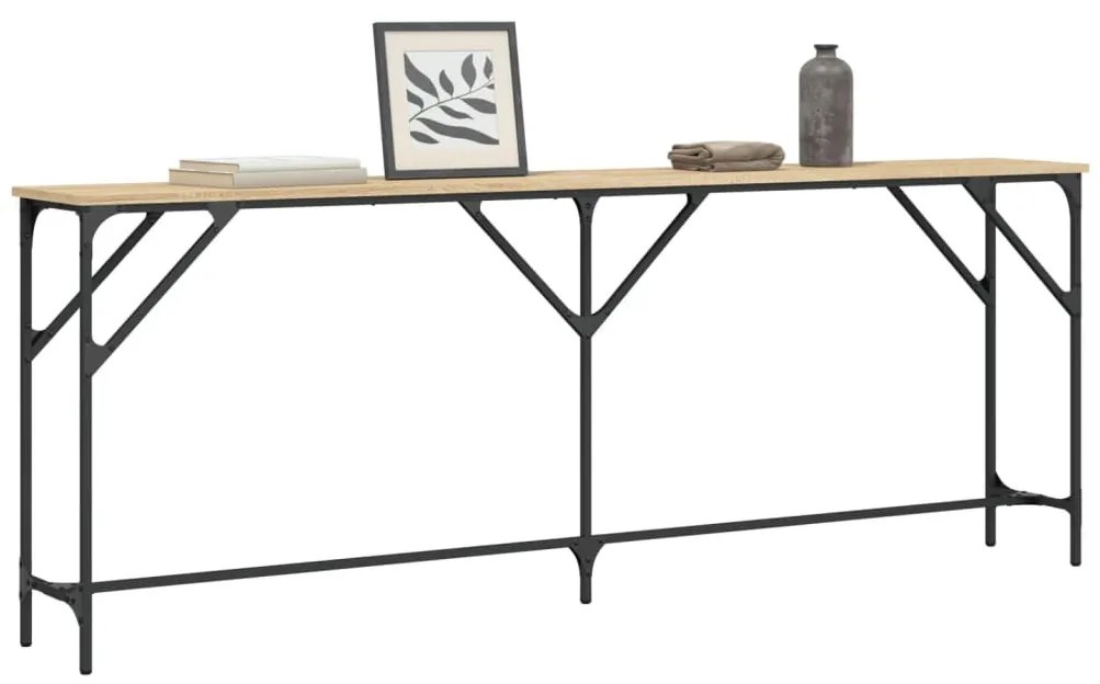 sonoma tölgy színű szerelt fa dohányzóasztal 200x29x75 cm