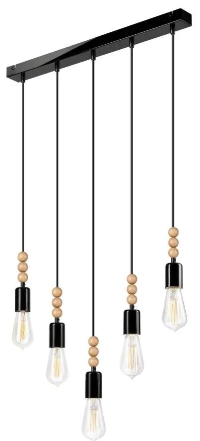 Simon 5xE27/60W/230V fekete függeszték kábellel