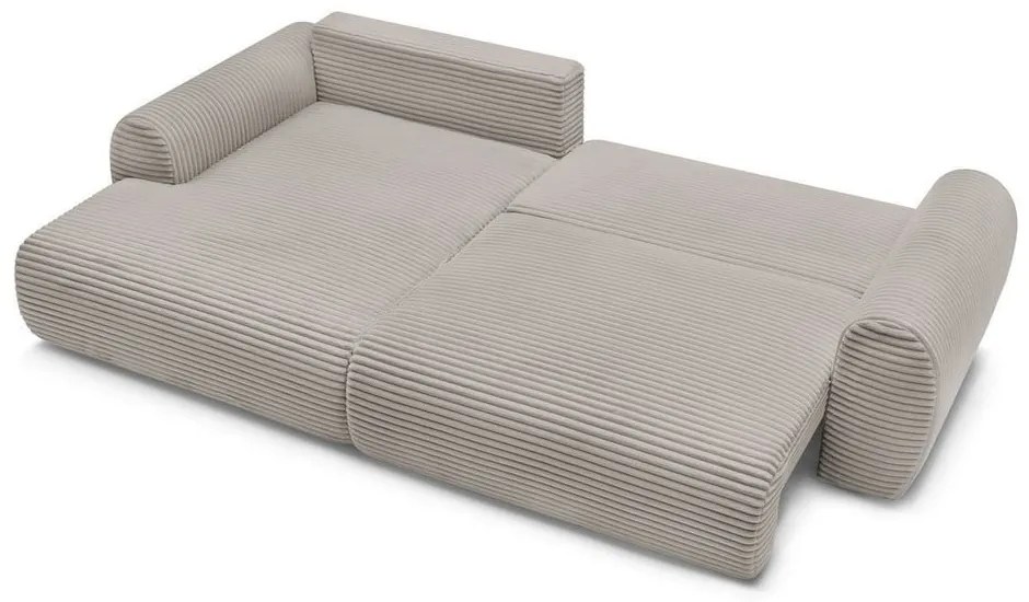 Világosszürkés bézs kordbársony kinyitható sarokkanapé (bal oldali) Lucien – Bobochic Paris