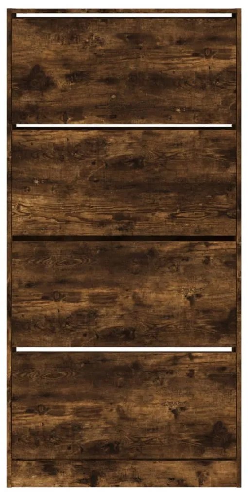 füstös tölgy cipőszekrény 4 kihajtható fiókkal 80x21x163,5 cm