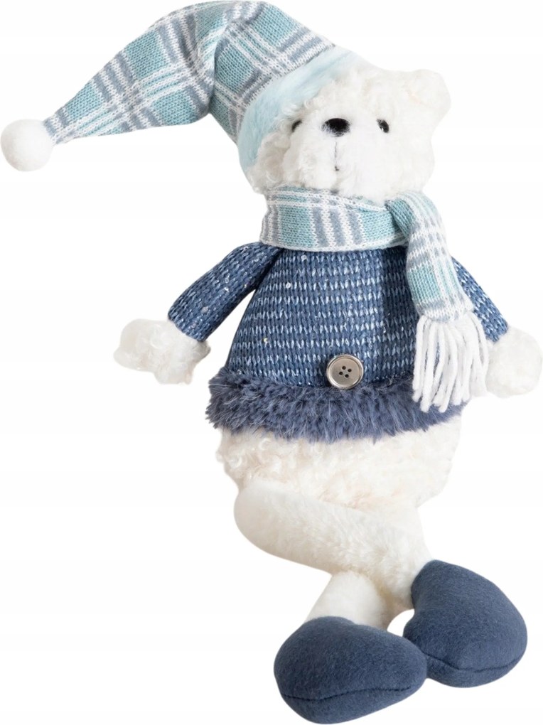 Karácsonyi manó figura Pulise úr mackó kék ruhában 52 cm Homla