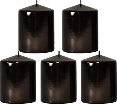 5 Db-os Gyertya Szett Henger Fekete Fényes 6,5X7cm