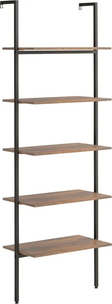 vidaXL 5 szintes sötétbarna és fekete létrapolc 64 x 35 x 185 cm