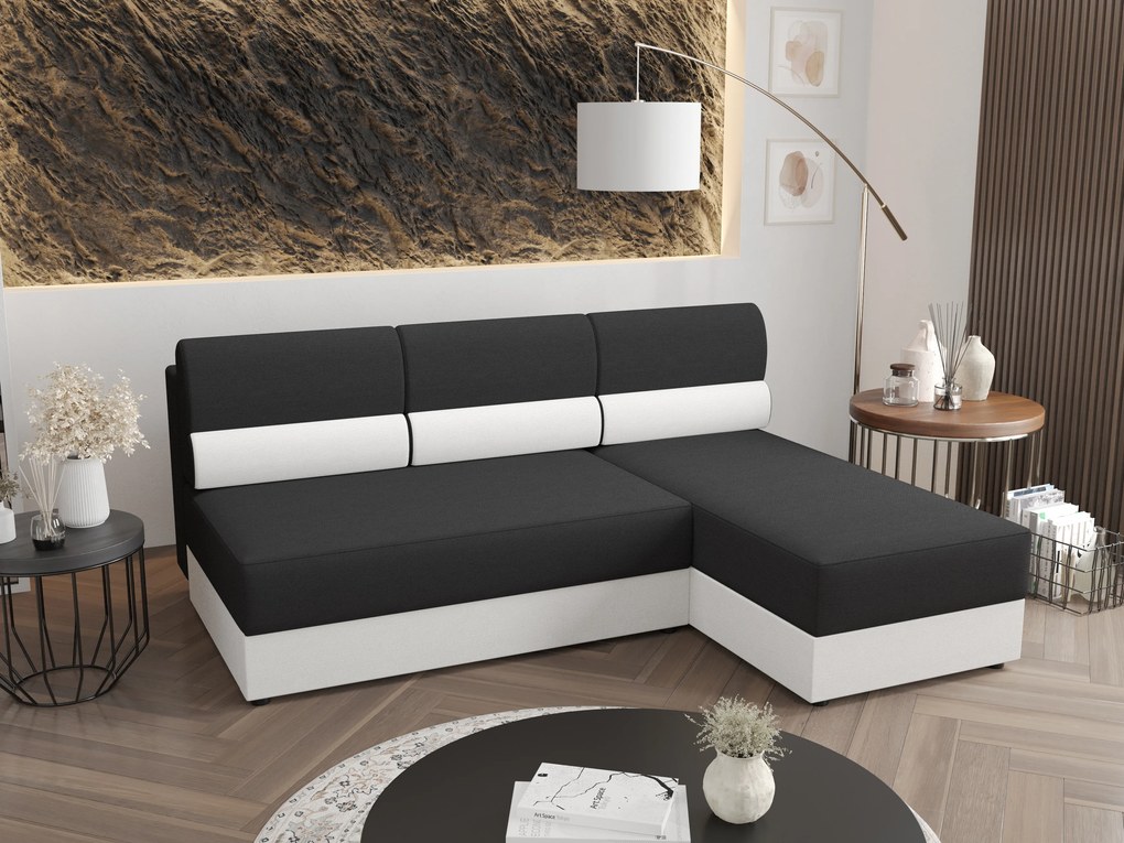 Sarok ülőgarnitúra Radiant L1 (fekete + fehér) (J). 1057435