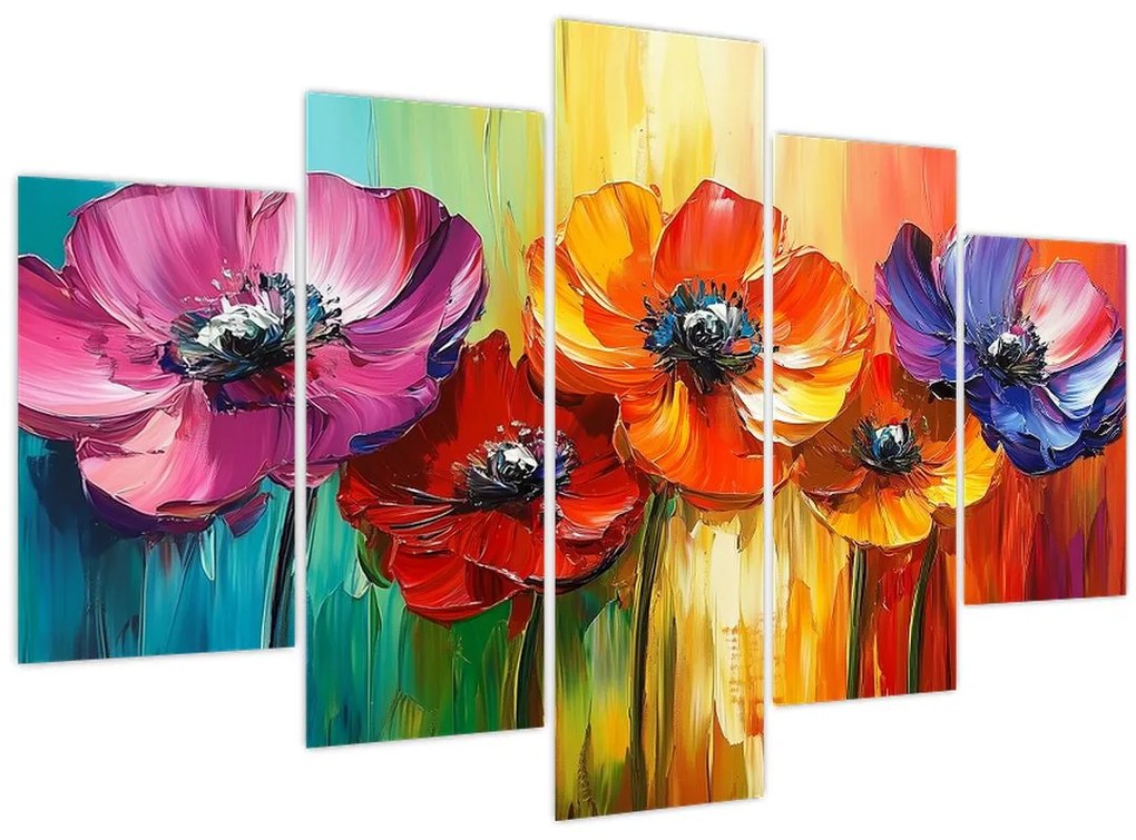 Kép - Öt színes virág (150x105 cm)