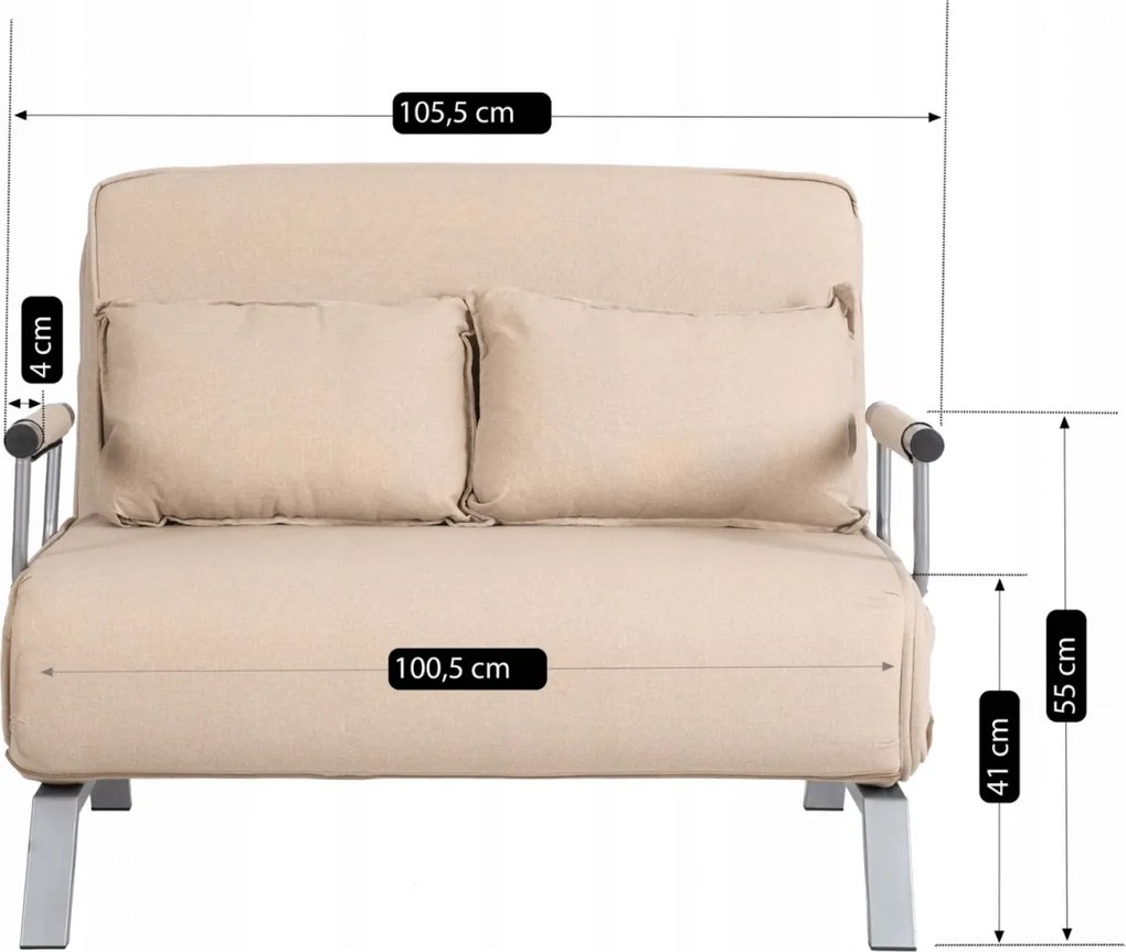 Kétszemélyes dönthető fotel bézs színben BART 2