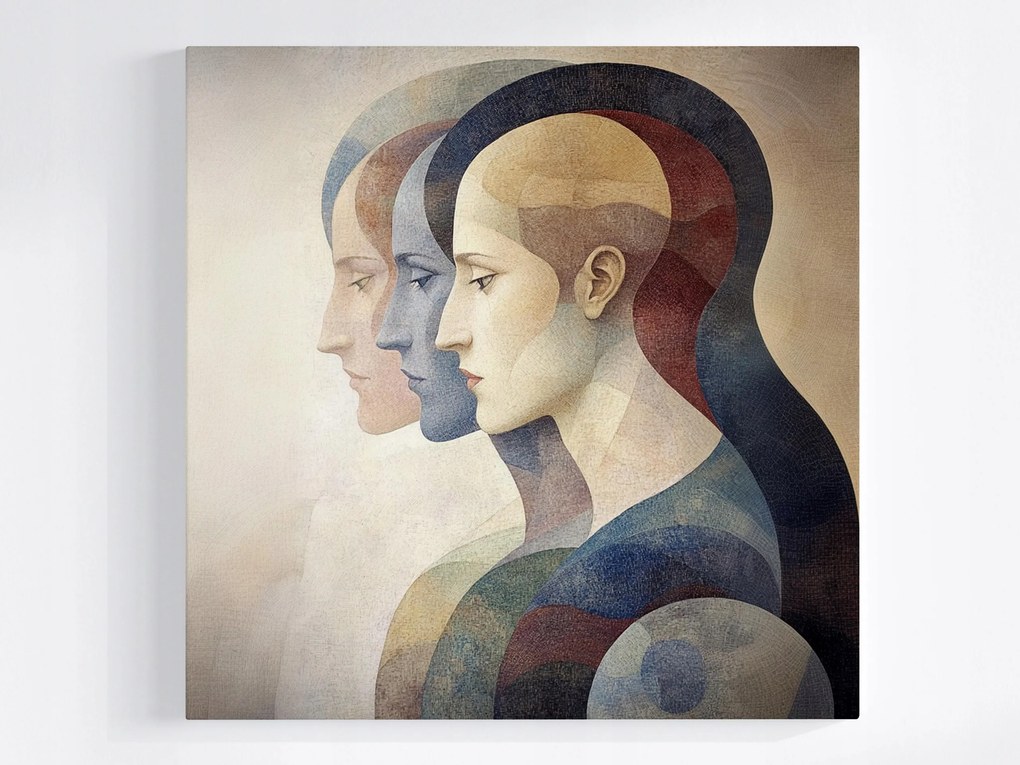 Canvas Vászonkép Absztrakt Portré Profil Arc Mozaik Trio 80x80